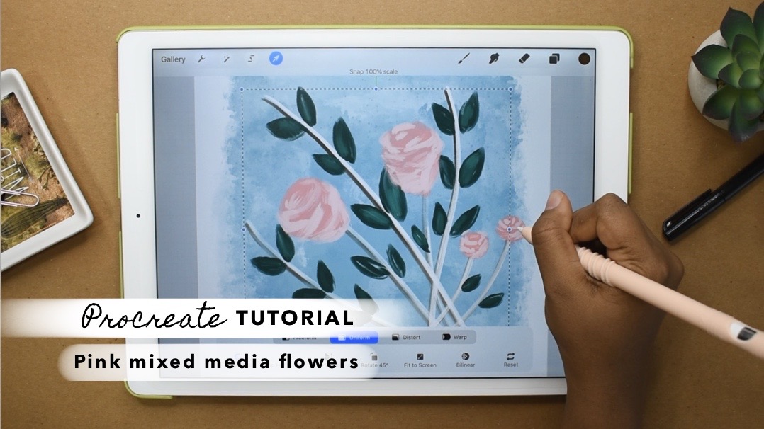 How To Create Pink Mixed Media Flowers in Procreate
